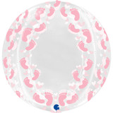 19 inch Globe Pink Footprints Transparent Balloon (1)
