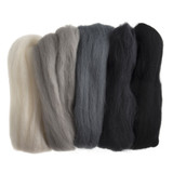 Assorted Monochrome Natural Wool Roving - 50g (1)