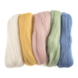 Assorted Pastels Natural Wool Roving - 50g (1)