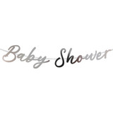 Baby Shower Silver Script Letter Banner - 1.5m (1)