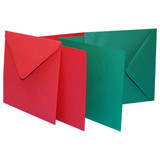 Red & Green Cards & Envelopes - 6" x 6" (40)