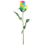 54cm Velvet Touch Yellow & Blue & Cerise Rainbow Rosebud Pick(1)