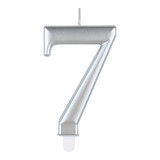 8cm Number 7 Metallic Silver Birthday Candle (1)