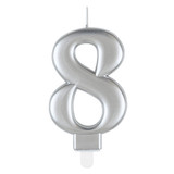 8cm Number 8 Metallic Silver Birthday Candle (1)