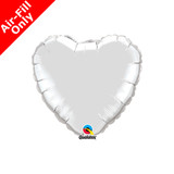 9" Qualatex Silver Heart Foil Balloon (1) - UNPACKAGED