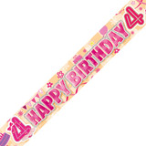 Age 4 Ballerina Holographic Birthday Banner - 2.7m (1)