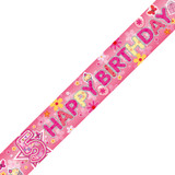 Age 5 Pink Party Holographic Birthday Banner - 2.7m (1)