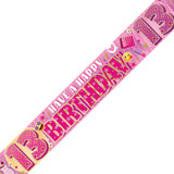 Age 13 Pink Presents Holographic Birthday Banner - 2.7m (1)