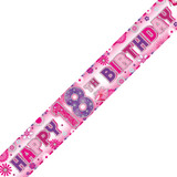 Age 18 Pink Flower Holographic Birthday Banner - 2.7m (1)