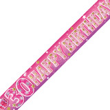 Age 30 Pink Sparkle Holographic Birthday Banner - 2.7m (1)