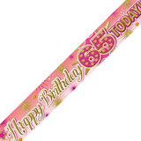 Age 65 Pink Celebration Holographic Birthday Banner - 2.7m (1)