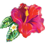 30 inch Red Tropical Flower Foil Balloon (1)