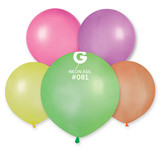 19" Neon Assorted Gemar Latex Balloons (25)