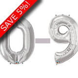 34 inch Silver Numbers Starter Kit - 36 Balloons