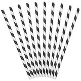 Black Striped Paper Straws (10)