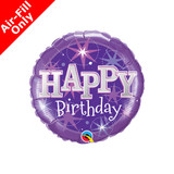 9 inch Birthday Purple Sparkle Foil Balloon (1) - UNPACKAGED