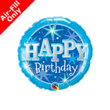 9 inch Birthday Blue Sparkle Foil Balloon (1) - UNPACKAGED