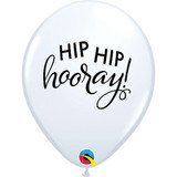 11 inch Hip Hip Hooray White Latex Balloons (25)
