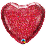 18 inch Red Glittergraphic Heart Foil Balloon (1) - UNPACKAGED