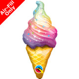 14 inch Rainbow Swirl Ice Cream Foil Balloon (1) - UNPACKAGED