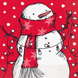 Red Stripes Snowman Paper Napkins (16)