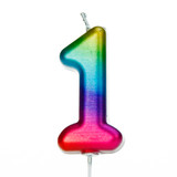 7cm Number 1 Metallic Rainbow Candle (1)