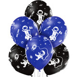 12 inch Spaceman Assorted Latex Balloons (6)