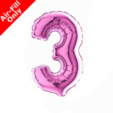 7 inch Fuchsia Number 3 Foil Balloon (1) - UNPACKAGED