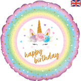 18 inch Birthday Pastel Unicorn Flowers Foil Balloon (1)