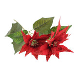 52cm Red Glittered Poinsettia Spray (1)