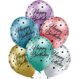 12 inch Birthday Gloss Assorted Latex Balloons (50)
