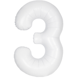 34 inch Unique Matte White Number 3 Foil Balloon (1)