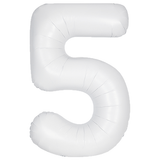 34 inch Unique Matte White Number 5 Foil Balloon (1)