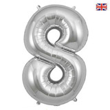 34 inch Oaktree Silver Number 8 Foil Balloon (1)
