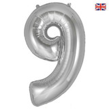 34 inch Oaktree Silver Number 9 Foil Balloon (1)