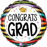 18 inch Congrats Grad Colour Stripes Foil Balloon (1)