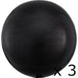 Pack of 3 16" Orbz Black Foil Balloons (3) - UNPACKAGED