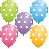 11 inch Assorted Big Polka Dots Latex Balloons (25)