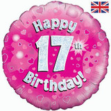 18 inch Happy 17th Birthday Pink Foil Balloon (1)