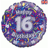 18 inch Birthday Streamers 16th Foil Balloon (1)