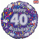 18 inch Birthday Streamers 40th Foil Balloon (1)