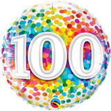 18 inch Rainbow Confetti 100 Foil Balloon (1)