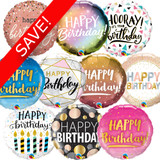18 inch What's On Trend Birthday Balloon Pack (50 Balloons)