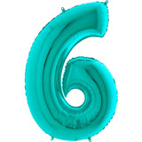 40 inch Tiffany Blue Number 6 Foil Balloon (1)