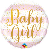 18 inch Baby Girl Pink Stripes Foil Balloon (1)