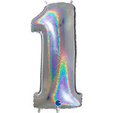 40 inch Holo Glitter Silver Number 1 Foil Balloon (1)