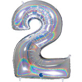 40 inch Holo Glitter Silver Number 2 Foil Balloon (1)