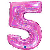 40 inch Holo Glitter Fuchsia Number 5 Foil Balloon (1)