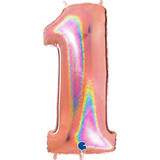40 inch Holo Glitter Rose Gold Number 1 Foil Balloon (1)
