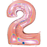 40 inch Holo Glitter Rose Gold Number 2 Foil Balloon (1)